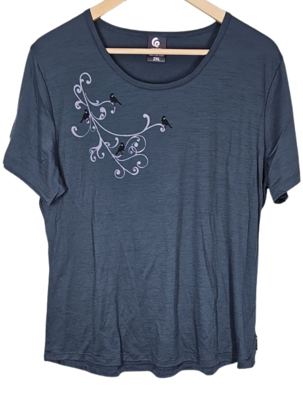 Tussock Ridge Merino Short Sleeve Tee Blue Size 2XL Merino Wool Boho Outdoor